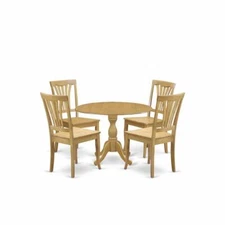 East West Furniture DMAV5-OAK-W 5 Piece Dining Room Table Set - Dropleaf...