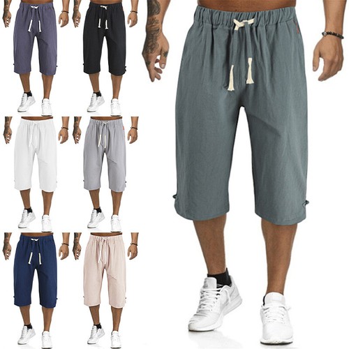 Shorts Elastic Waist Linen Baggy Combat 