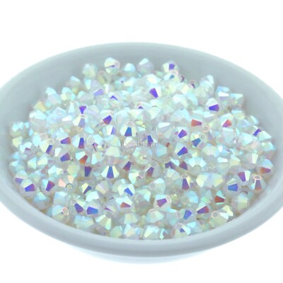 Preciosa Bicones Crystal AB2X 3mm, 4mm, 6mm Preciosa Crystal Bicones