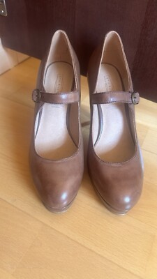 5 THAVENUE Plateau Schuhe Pumps Peeptoe High Heels Leder mit Riemen- 37 Neu