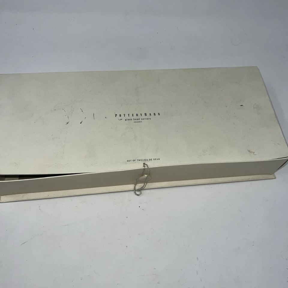 Pottery Barn Glass Bead Salad Servers – Green Glass Bead Handles, Set of Two VTG - Image 2 of 4