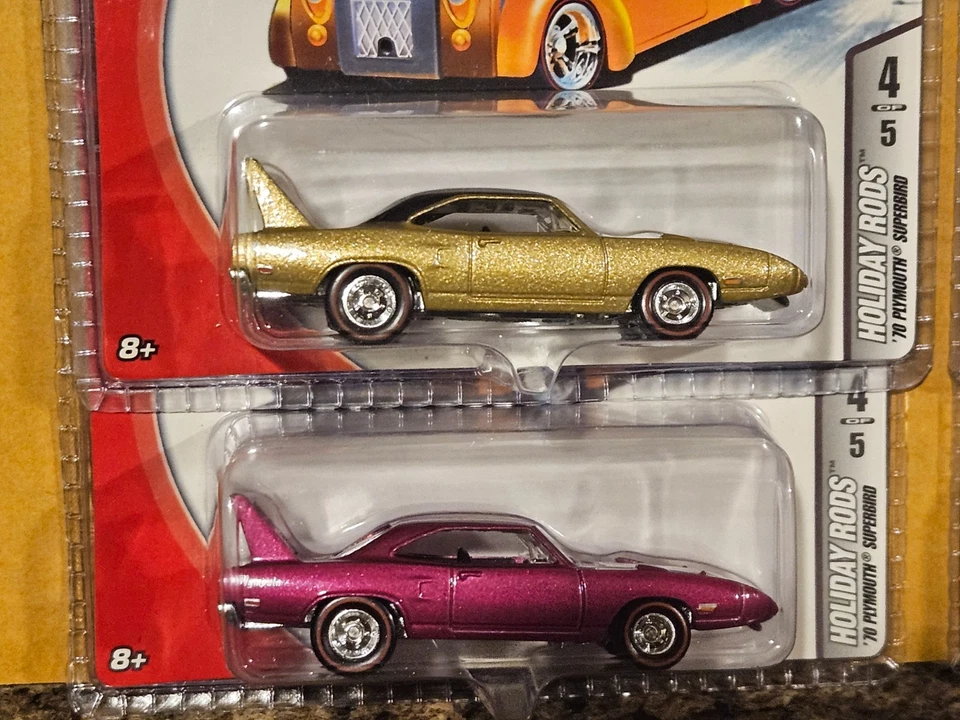 Hot Wheels Lot of 4 Holiday Rods 1970 Plymouth Superbird Blue Red '70 2006 - Image 2 of 3