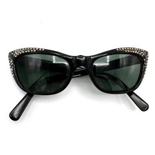 1950s Celluloid Made In France Rhinestone Cat Eye Sunglasses