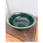 Vintage Hull Pottery Green Drip Glaze Mixing Bowl HP Co Oven Proof USA Stoneware