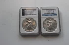 2012 & 2015 Silver Eagle $1 MS69 NGC (2) Coins - Early Release - Nice Coins