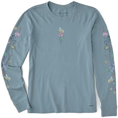 Life is Good Women's Butterflies & Wildflowers Long Sleeve Crusher Tee
