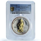 Minerva 35 dollars Fantasy Gilt X#1 Helmeted Woman PR 66 PCGS silver coin 1973