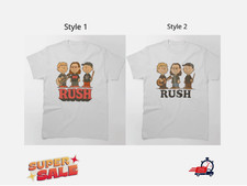 Rush x Peanuts Retro T-Shirt Geddy Lee Alex Lifeson Neil Peart Rock Band Vintage