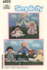 Simplicity 6823 Wardrobe for 16” - 18” Soft Sculptured Cabbage Patch Dolls UNCUT