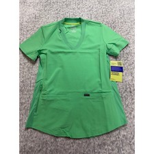 Landau Forward Womens Scrub Top Nu Green Rib Knit V-Neck LT100 XS Regular NWT