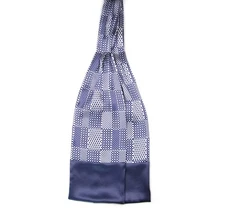 Camellucci Men's 100% Silk Ascot Cravat LUXURY Dusty Blue Ornament Block