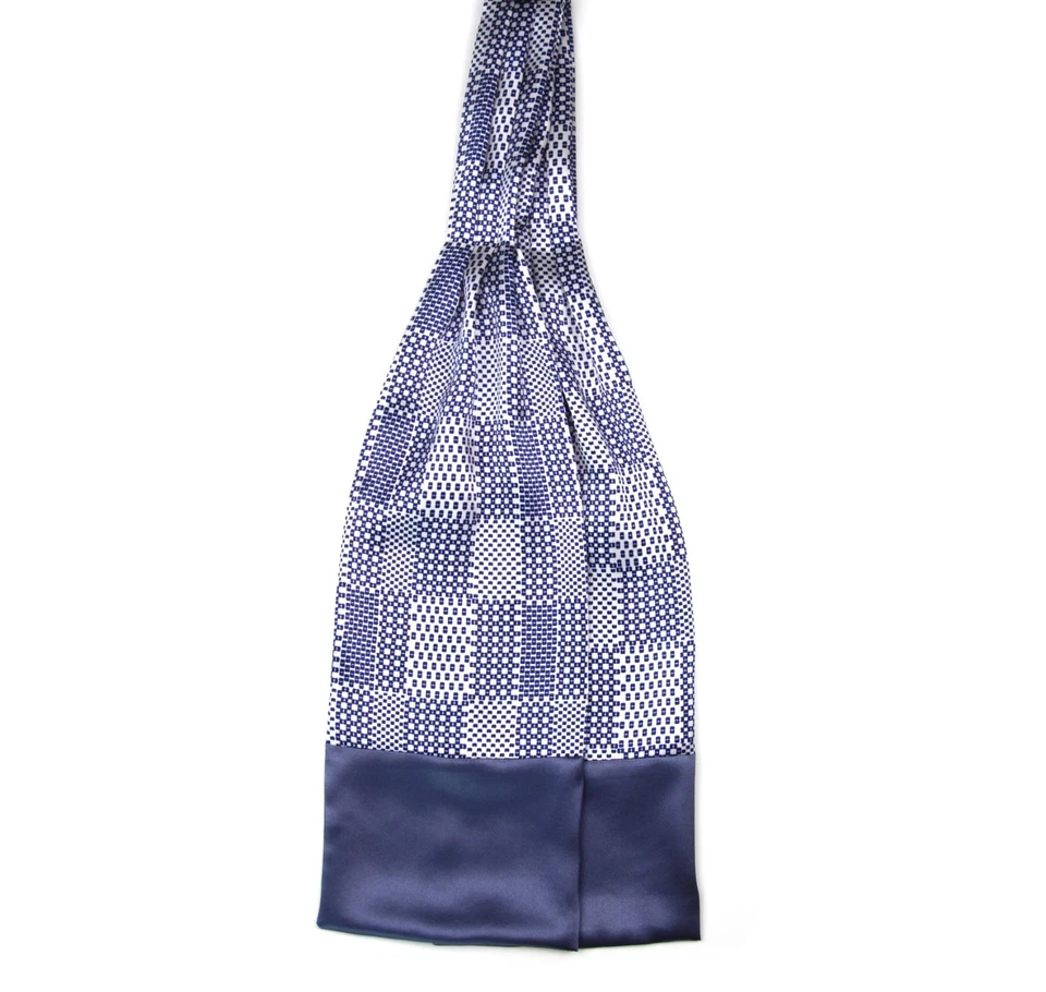 Bloque de adornos azul de lujo para hombre Camellucci 100 % seda Ascot Cravat Foto 3 de 4