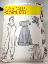 McCalls 4547 Pattern Girl Prairie Colonial Dress Kid Sz 7-14 Bonnet Costume Cut