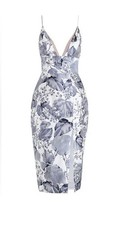 Zimmermann Silk Blend Floral Midi Dress Grey and White Slip Dress Size 1