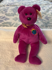 Ty Beanie Babies Millennium Bear Plush Toy - Purple -Errors