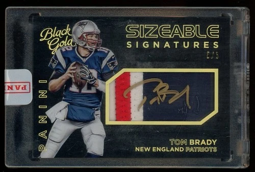2015 Panini Black Gold Sizeable Tom Brady GU 3-Color Patch Gold Ink AUTO 5/5