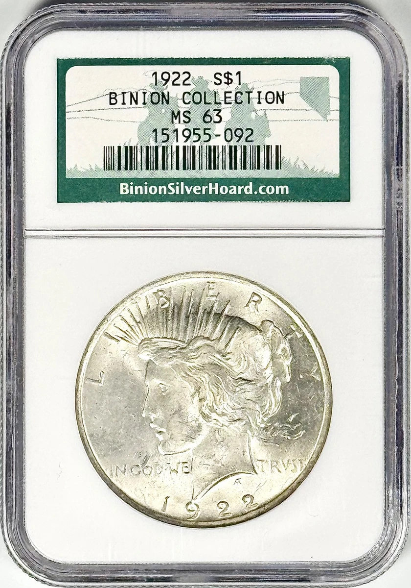 Silver MS 62 Graded 1922 Year Peace Dollars (1921-1935) for sale
