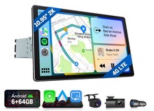 10.95" 2K QLED 6+64 Android Auto Car Stereo CarPlay GPS 4G Single 1DIN Universal