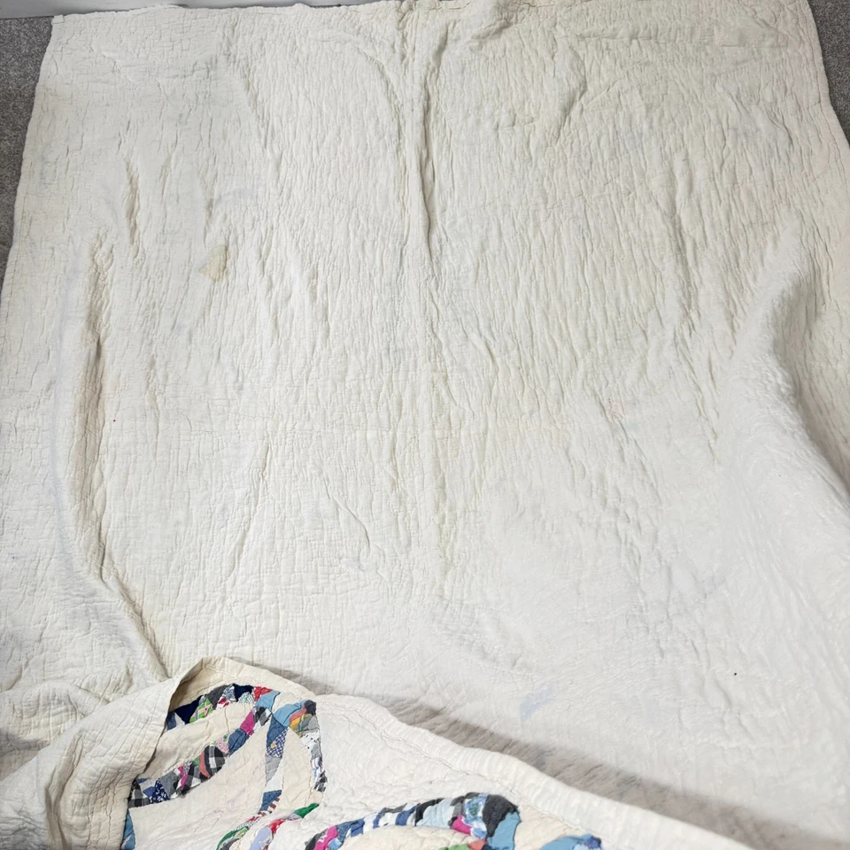 Anillo de boda doble vintage hecho a mano edredón doble saco de alimentación algodón raspado años 30 50 Foto 4 de 4