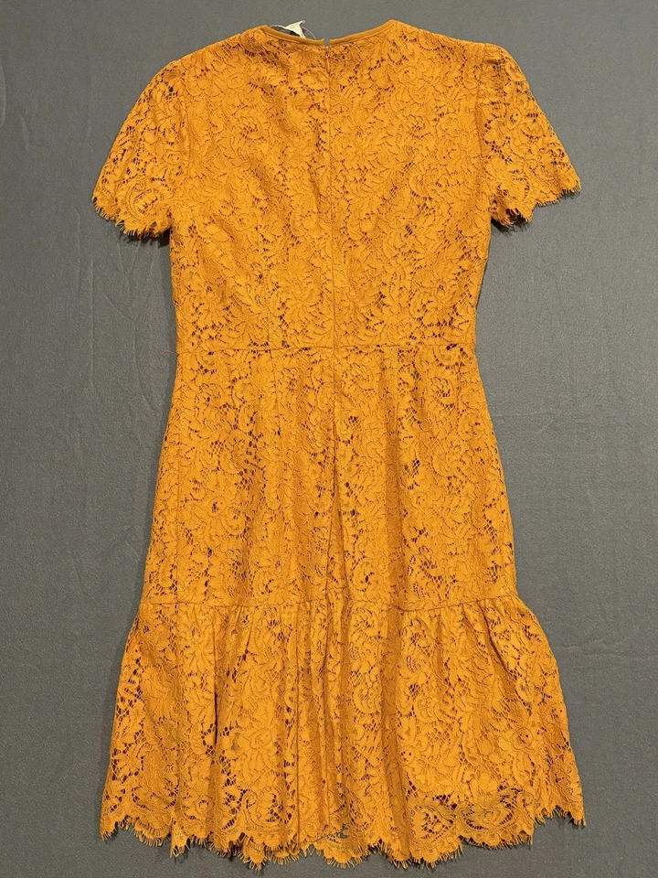 NUEVO CON ETIQUETAS MICHAEL KORS Mujer Manga Corta Encaje Mini Volantes Dobladillo Caléndula Vestido Foto 4 de 4