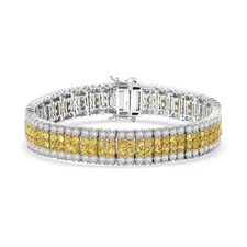 Charm Tennis Bracelet Round Cut Simulated Yellow Citrine 925 Silver Gold Finish