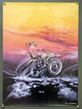 W. SIUDMAK Affiche - Squelette Motard Désert W. Siudmak