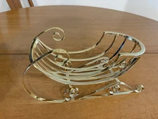 Christmas Plated Metal Gold Sleigh Centerpiece Table Decor 10.5"