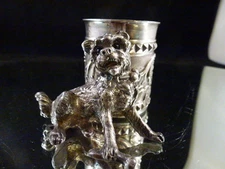 ANTIQUE JAMES W. TUFTS  BOSTON QUADRUPLE PLATE DOG TOOTHPICK HOLDER # 3412 