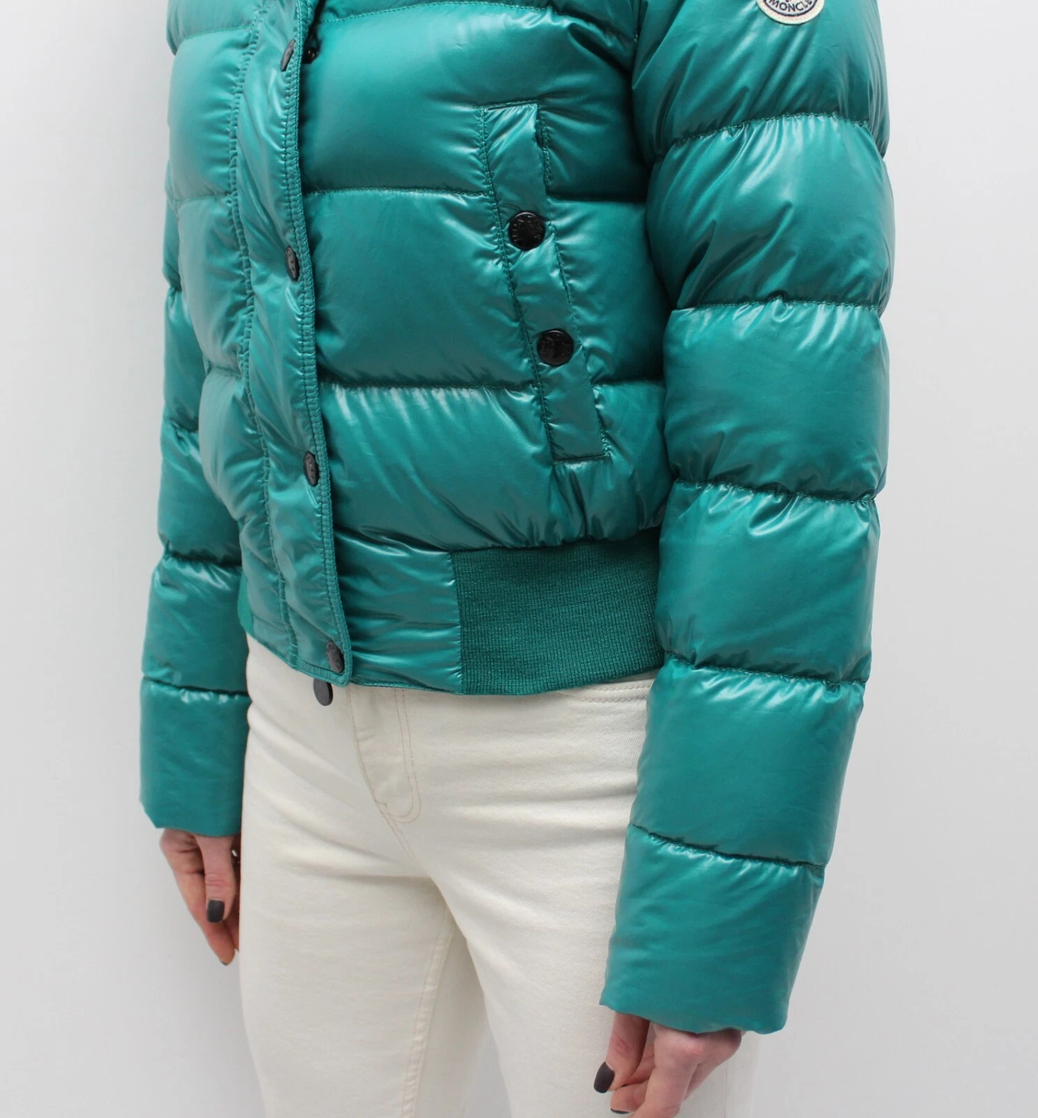 Giubbotto piumino trapuntato donna MONCLER Alpin con cappuccio bordo vera pelliccia RARO 1 ~S