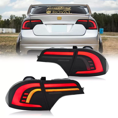 Red Tube LED Brake Tail Lights Sequential Turn Signal For 06-11 Civic Sedan 4-DR - Picture 11 of 22