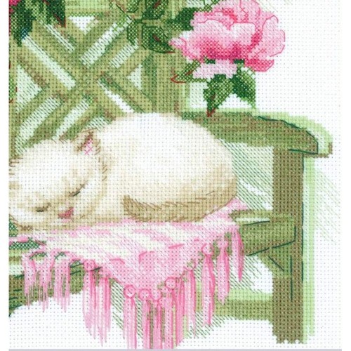 Kit Punto De Cruz Riolis 2163 Sueños Dulces Del Gato 30x30cm - Imagen 5 de 16