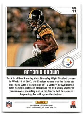 Helmet Antonio Brown Color Rush Jersey 2018 Panini Score Color