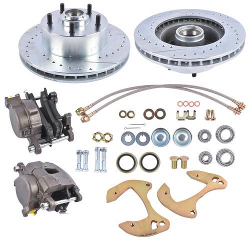 Deluxe Disc Brake Kit Drilled/Slotted for Chevy Bel Air 150 210 Impala 1955-1964 - Picture 6 of 12