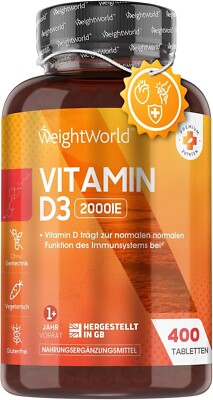Vitamin D3 2000 I.E - 400 Tabletten - Sonnenvitamin Für Immunsystem, Knochen & M