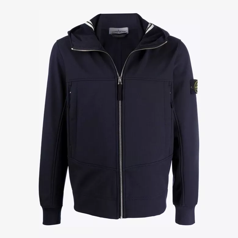 Stone Island Soft Shell-R e-dye Hooded Jacket - Navy