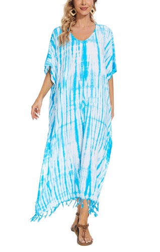 Beautybatik Hippie Tie Dye Kaftan Loungewear Maxi Plus Size Long Dress XL to 4X - Picture 156 of 176