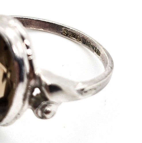 Clark and Coombs Rauchquarz Antik Art Deco Sterling Silber Ring Gr. 7,5 - Bild 5 von 8