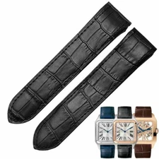 SCREW + 20MM 23MM ALLIGATOR GRAIN LEATHER STRAP FOR CARTIER SANTOS 100 XL