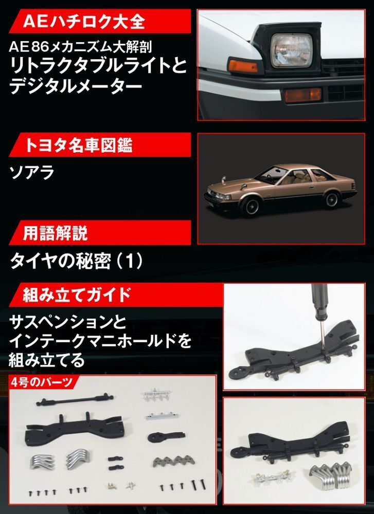 DeAGOSTINI Weekly TOYOTA SPRINTER TRUENO AE86 1/8 Scale No.4 DeAGOSTINI Weekly TOYOTA SPRINTER TRUENO AE86 1/8 Scale No.4