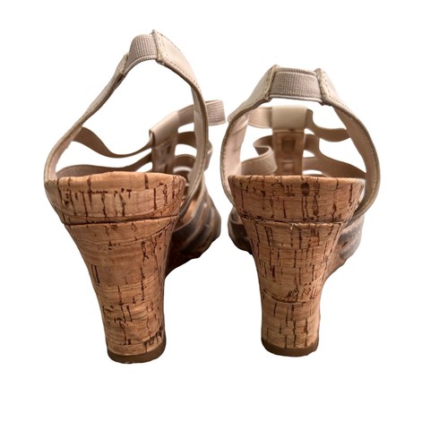 Bass Wedge Sandals Louisa size 8.5 Women Strappy Elastic Metallic Cream - Picture 4 of 9