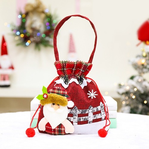 Christmas Candy Bags with Handle Cartoon Drawstring Gift Pouch Party - Picture 4 of 11