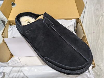 Men's Ugg Marcman Premium Suede Black Clog Shearling Lining  Sz 8  New W Doc