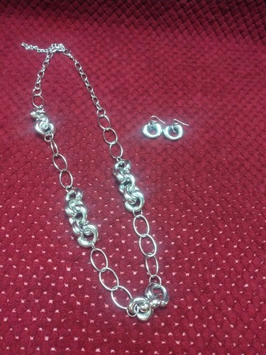 Set Collana e Orecchini Grande Stile Catena, Tono Argento, 32 pollici - Foto 5 di 7