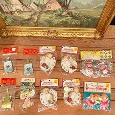 Lot of 11 Assort Christmas Decorations New Old Stock In Packages 60's-70's Mixed