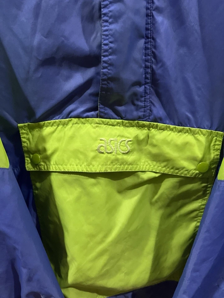 Asics Hooded 1/2 Zip Jacket Men’s XL Blue Green Training Running Top - Image 2 of 3