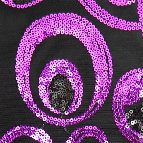 ABSTRACT SHINY PURPLE BLACK SEQUINS DECORATIVE TASSEL TABLE RUNNER CLOTH - Picture 2 of 2
