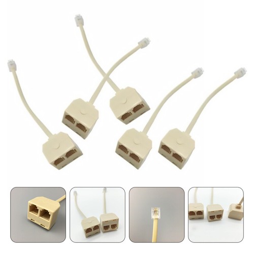 5 Pcs Split Adapter Telephone Splitter Cord Converter for Landline Phones - Afbeelding 5 van 12