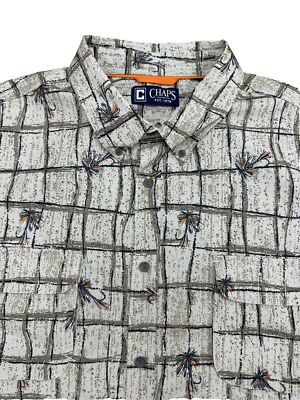 Chaps By Ralph Lauren Long Sleeve Button Down Shirt Mens 2XL Flying Fish Print