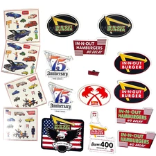 In-N-Out Burger Logo Sticker Retro Enamel Pin Lot Palms Idaho Veterans 75th Annv