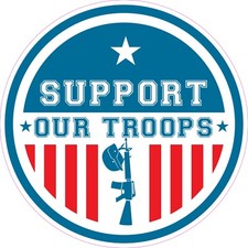 Support Our Troops Circle Vinyl Bumper Sticker Window Decal Multiple Sizes